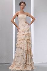 Unique Layers Cascade Skirt Bisque Designer Evening Dress