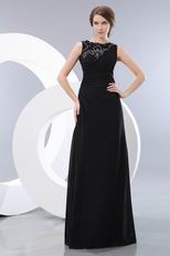 High Neckline Black Floor Length Evening Dress With Lace