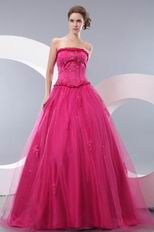 Strapless Floor Length A Skirt Fushsia Evening Dress Online