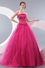 Strapless Floor Length A Skirt Fushsia Evening Dress Online