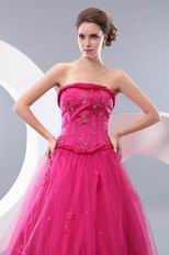 Strapless Floor Length A Skirt Fushsia Evening Dress Online