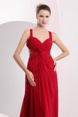 Straps Criss Cross Wine Red Evening Dress Made By Chiffon