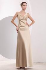 Criss Cross V-Neck Champagne Evening Dress For Cheap