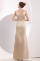 Criss Cross V-Neck Champagne Evening Dress For Cheap