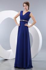 Perfect Sapphire Blue Evening Dress With Leopard Print Belt