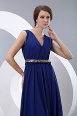 Perfect Sapphire Blue Evening Dress With Leopard Print Belt