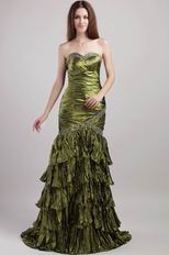 Sweetheart Taffeta Olive Green Evening Dress Classic Style