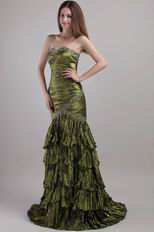 Sweetheart Taffeta Olive Green Evening Dress Classic Style