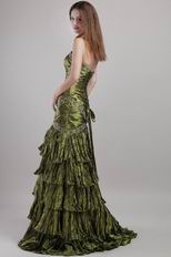 Sweetheart Taffeta Olive Green Evening Dress Classic Style