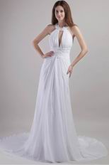 White Halter Backless Formal Occasion Evening Dress