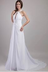 White Halter Backless Formal Occasion Evening Dress