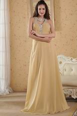 Modern Halter Hemline Champagne Evening Dress