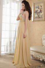 Modern Halter Hemline Champagne Evening Dress