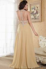 Modern Halter Hemline Champagne Evening Dress