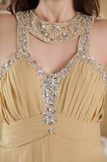 Modern Halter Hemline Champagne Evening Dress