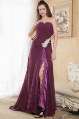 Romantic Side Split Grape Formal Dress With Lace