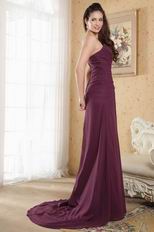 Romantic Side Split Grape Formal Dress With Lace