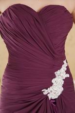 Romantic Side Split Grape Formal Dress With Lace