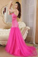 Classic Sweetheart Crystals Fuchsia Fomal Evening Dress