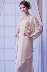 Grey Chiffon Floor Length Evening Dress With Jacket Coat