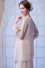 Grey Chiffon Floor Length Evening Dress With Jacket Coat