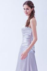 Fashionable Strapless Silver Evening Dress For Cheap