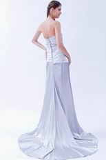 Fashionable Strapless Silver Evening Dress For Cheap