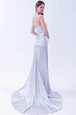 Fashionable Strapless Silver Evening Dress For Cheap