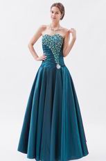 Amazing Dark Cyan Beaded Evening Dress By Taffeta