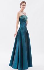 Amazing Dark Cyan Beaded Evening Dress By Taffeta