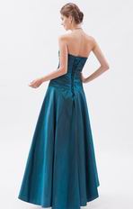 Amazing Dark Cyan Beaded Evening Dress By Taffeta