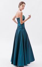 Amazing Dark Cyan Beaded Evening Dress By Taffeta