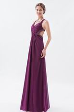 Criss Cross Front Split Skirt Grape Evening Dress Cheap