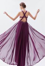 Criss Cross Front Split Skirt Grape Evening Dress Cheap