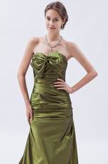 A-line Olive Drab Dress Evening Dress With Bowknot