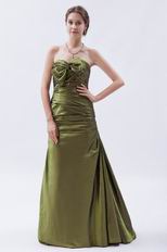 A-line Olive Drab Dress Evening Dress With Bowknot