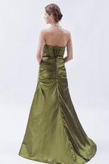 A-line Olive Drab Dress Evening Dress With Bowknot