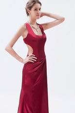 Unique Square Cardinal Red Evening Dress With Split Front