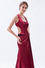 Unique Square Cardinal Red Evening Dress With Split Front