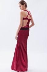 Unique Square Cardinal Red Evening Dress With Split Front