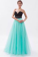 Classic Style Sweetheart Cyan Organza Evening Dress