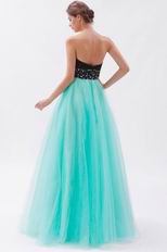 Classic Style Sweetheart Cyan Organza Evening Dress