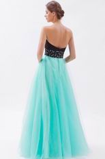 Classic Style Sweetheart Cyan Organza Evening Dress