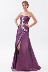 Strapless Beaded Medium Orchid Taffeta Evening Dress