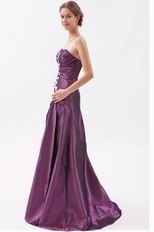 Strapless Beaded Medium Orchid Taffeta Evening Dress