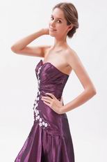 Strapless Beaded Medium Orchid Taffeta Evening Dress