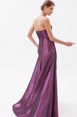 Strapless Beaded Medium Orchid Taffeta Evening Dress