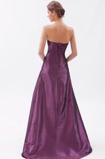 Strapless Beaded Medium Orchid Taffeta Evening Dress