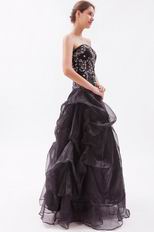 Modest Strapless Embroidery Corset Black Evening Dress