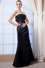 Strapless Black Floor Length Split Skirt Corset Evening Dress